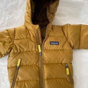 Patagonia Baby Toddler Size 12-18 Months Hi-Loft Down Jacket Sweater Hoody Gold